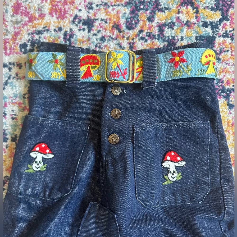 Vintage Mushroom and Frog Denim Skirt - Picture 2 of 8
